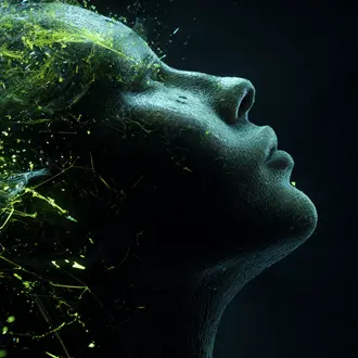 Digital face profile formed from green organic particles