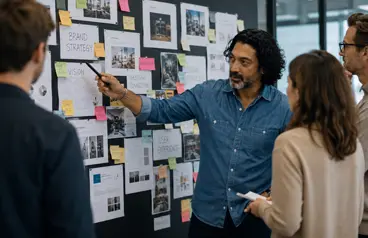 Fritz presenting a visual brand wall