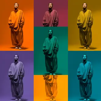 Colorful grid of AI-generated robed figures