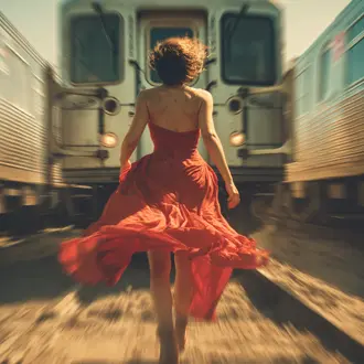 Cinematic dancer image in orange clothing