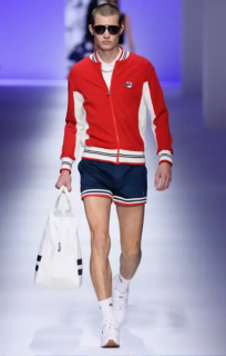 Fila runway look with red dress
