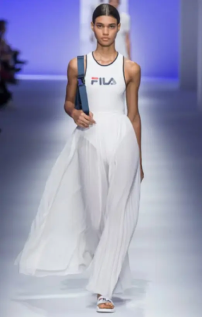 Fila runway look with white dress