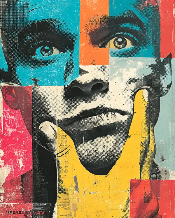 Archive collage face study